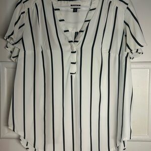 White and Black Striped Women's Top - Torrid
